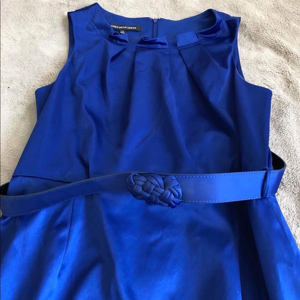 Blue satin knee length dress Sz 14 Women’s
